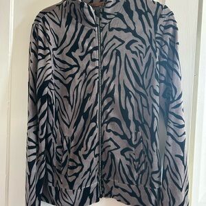 Zebra-Print Zip Front Jacket